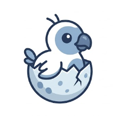 The Hatchling dodi, a baby dodo peeking out of its egg